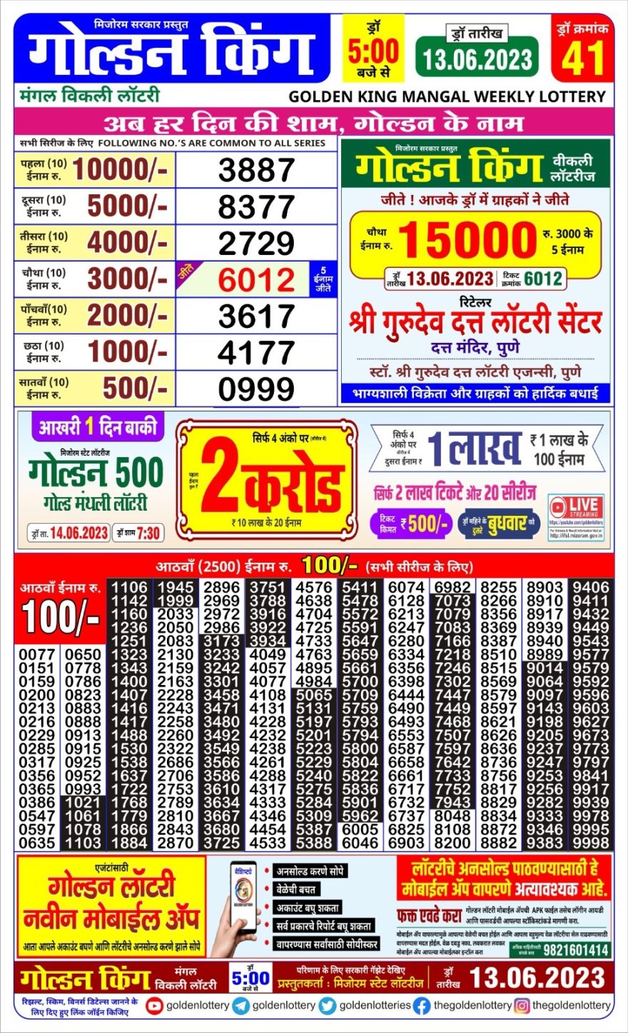 Lottery Result Today June 13, 2023