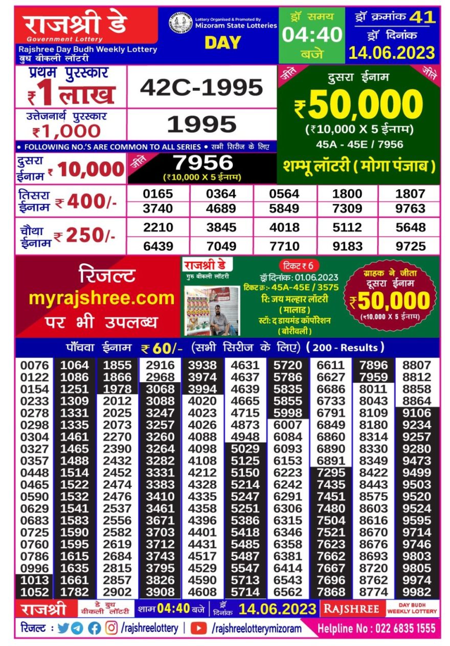 Lottery Result Today June 14, 2023