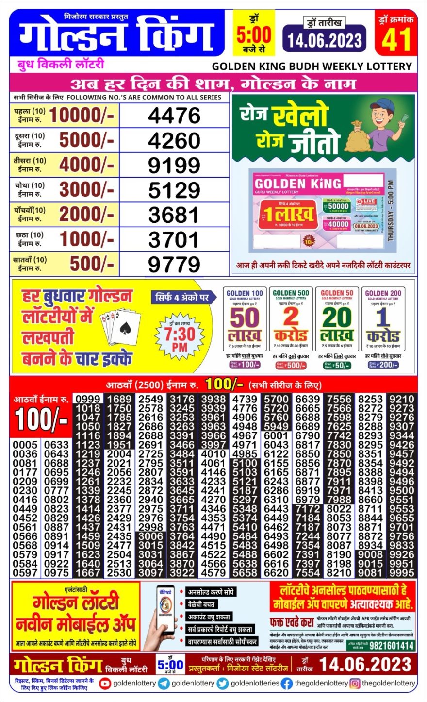 Lottery Result Today June 14, 2023