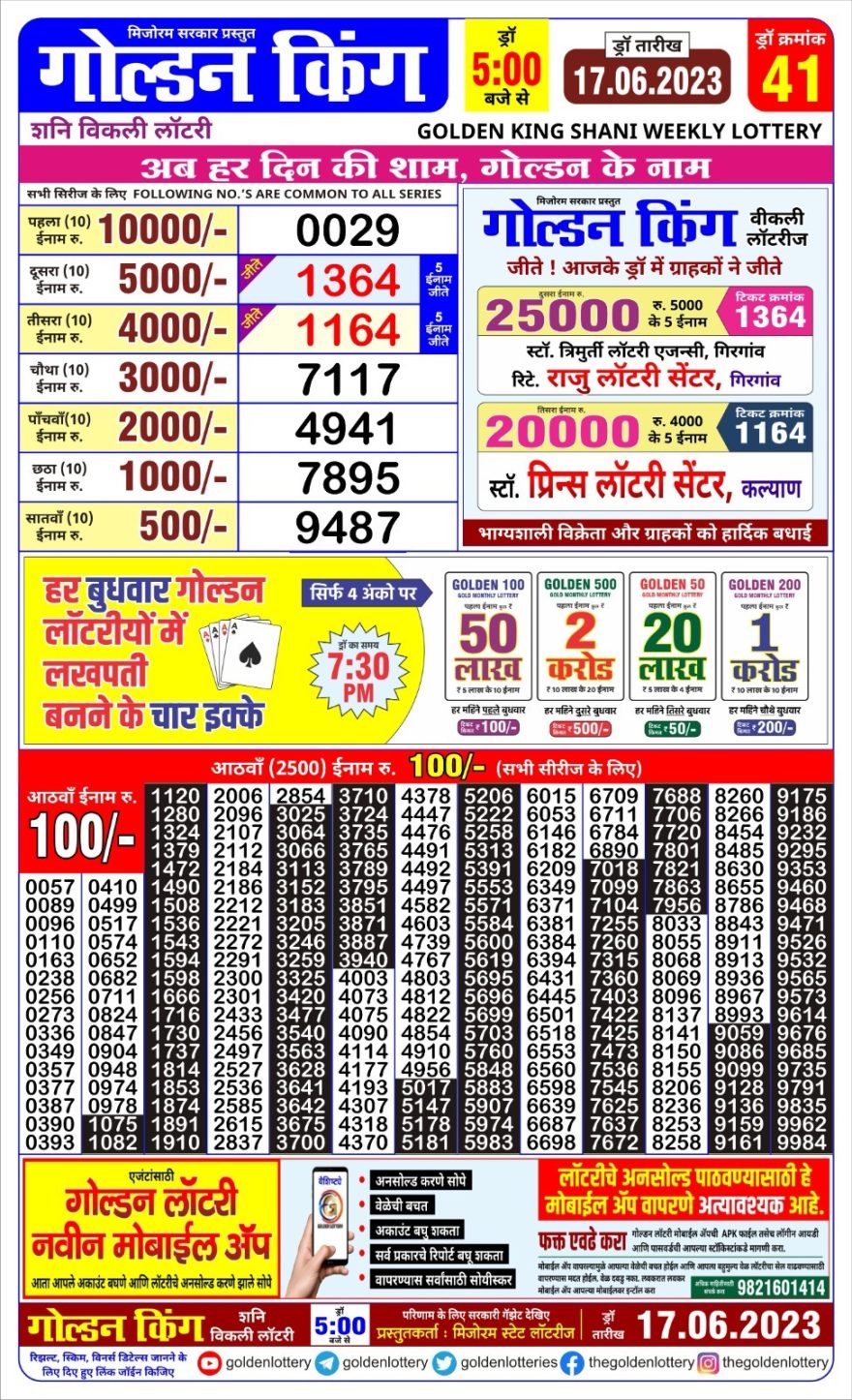 Lottery Result Today June 17, 2023