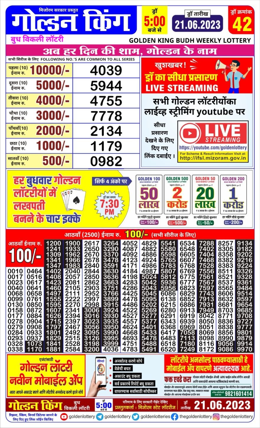 Lottery Result Today June 21, 2023