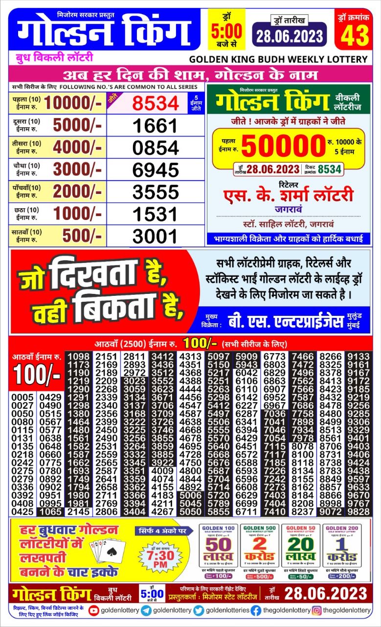 Lottery Result Today June 28, 2023