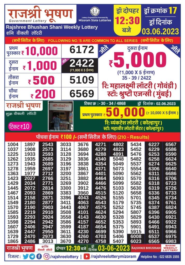 Lottery Result Today June 3, 2023