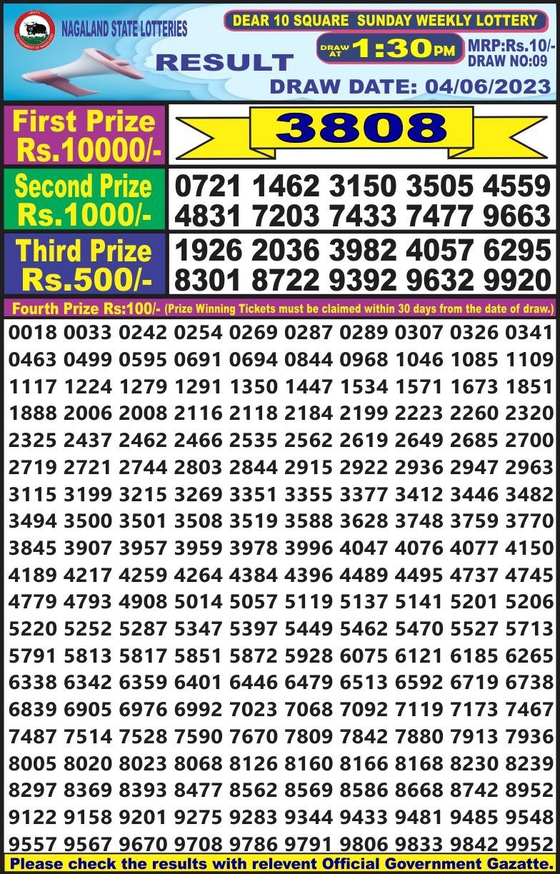 Lottery Result Today June 4, 2023