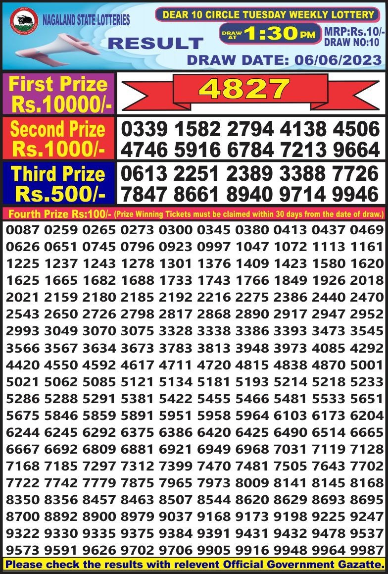 Lottery Result Today June 6, 2023