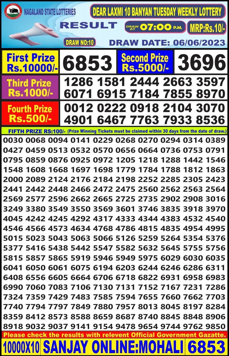 Lottery Result Today June 6, 2023