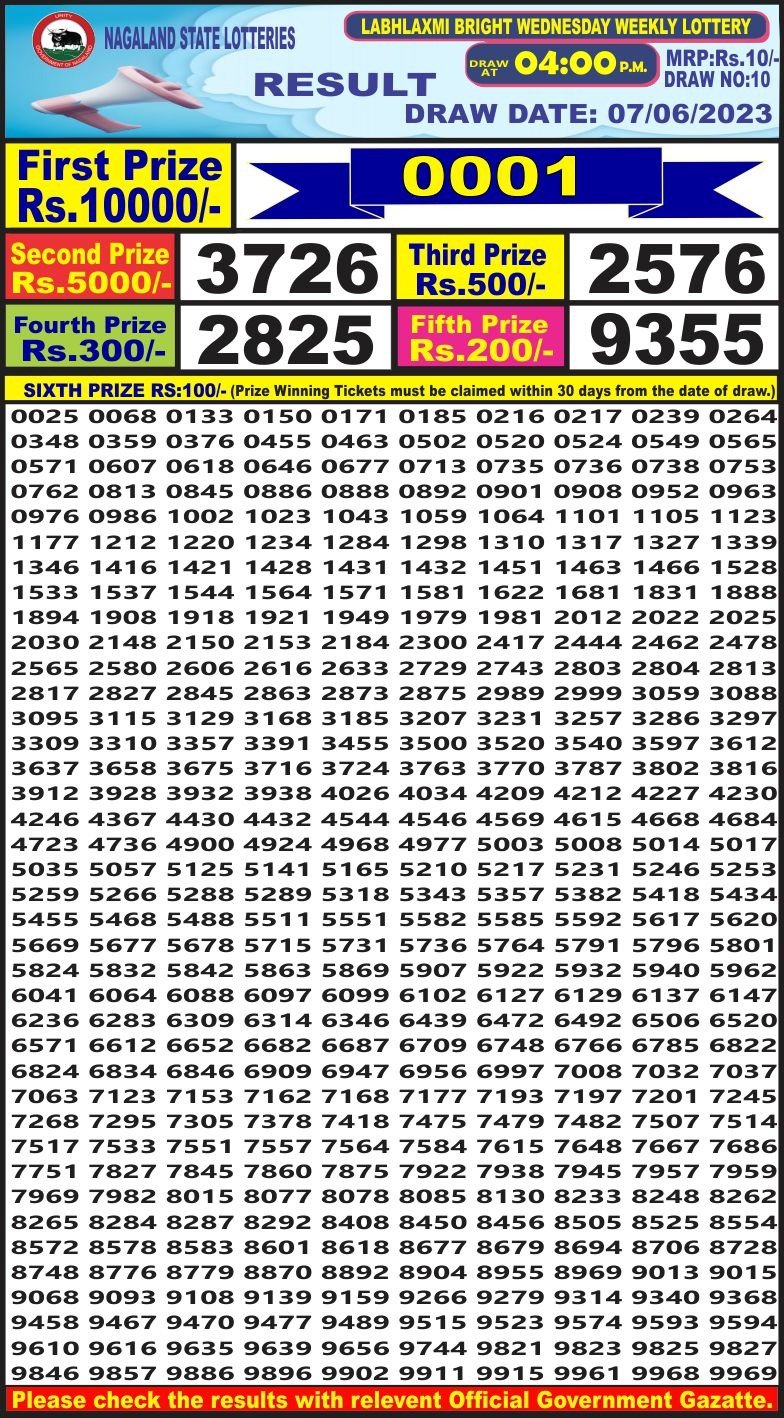 Lottery Result Today June 7, 2023