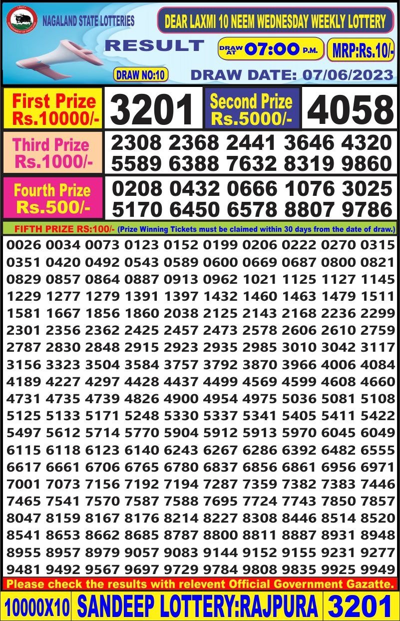 Lottery Result Today June 7, 2023