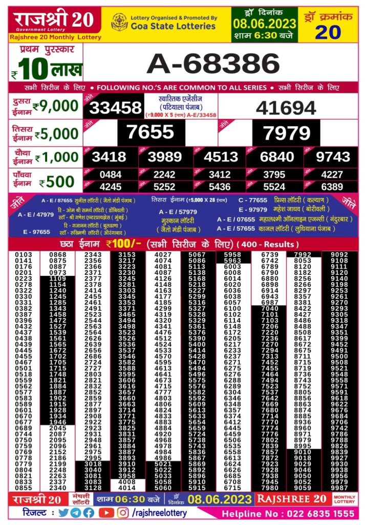 Lottery Result Today June 8, 2023