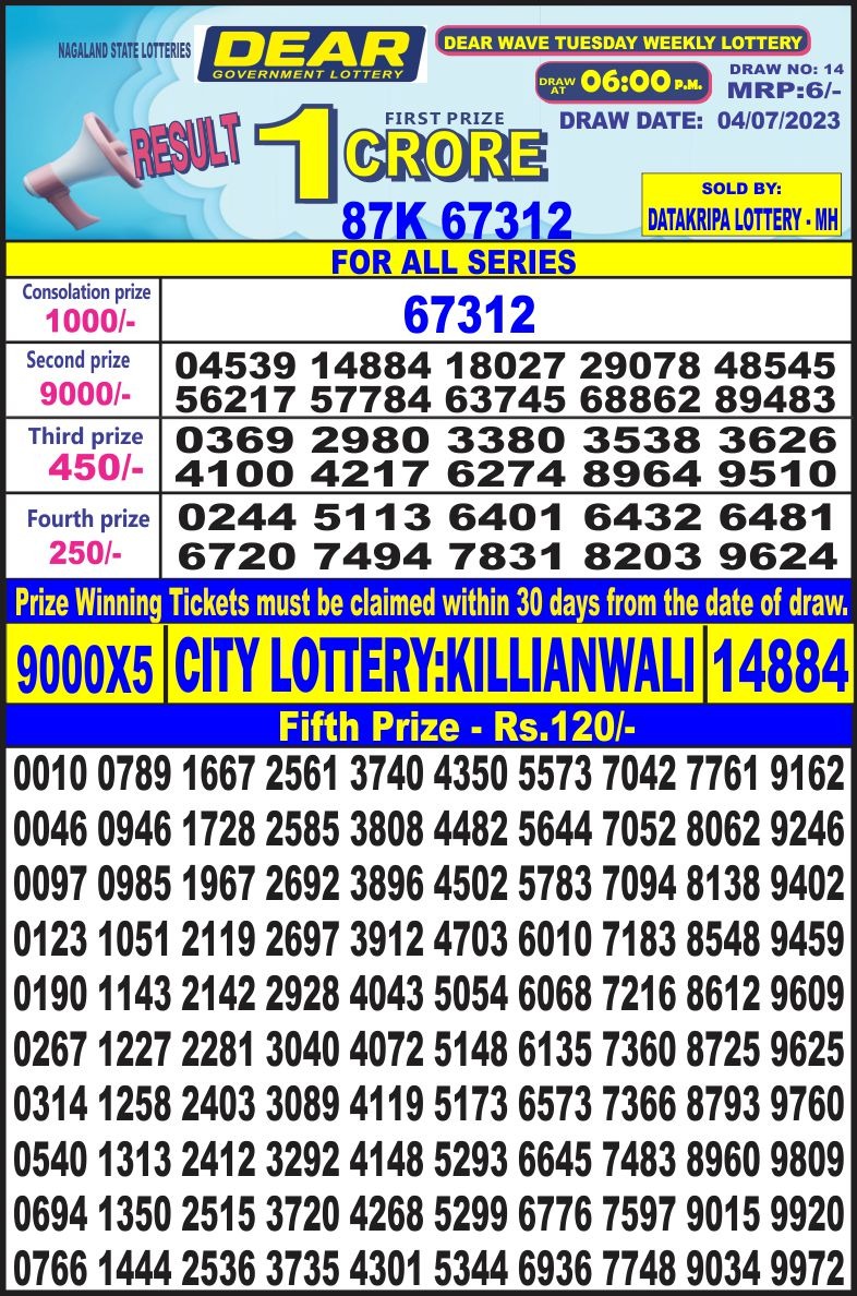 Lottery Result Today July 4, 2023