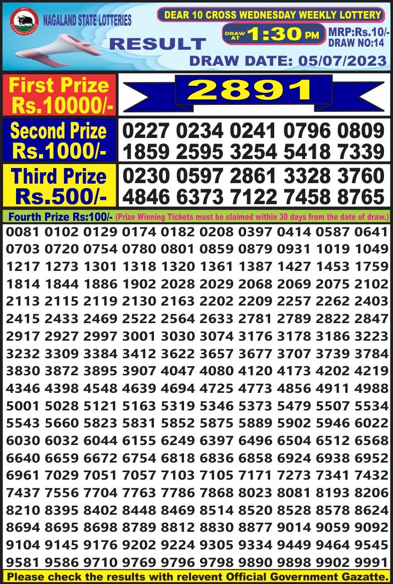 Lottery Result Today July 5, 2023