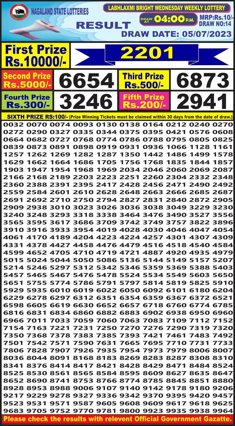 Lottery Result Today July 5, 2023