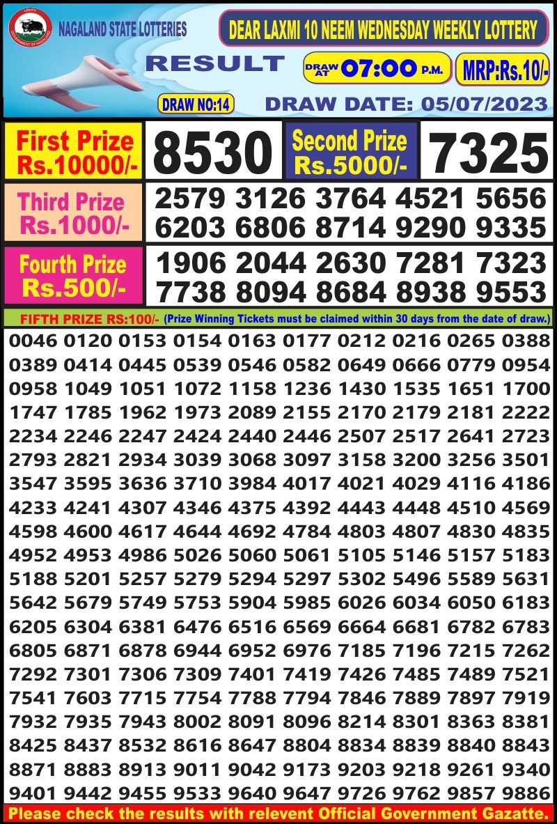 Lottery Result Today July 5, 2023