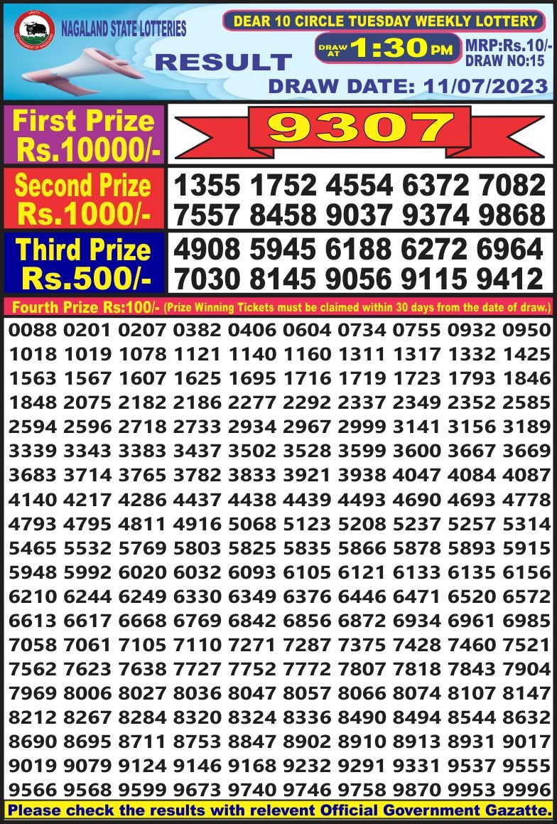 Lottery Result Today July 11, 2023