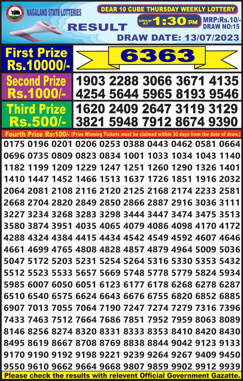 Lottery Result Today July 13, 2023