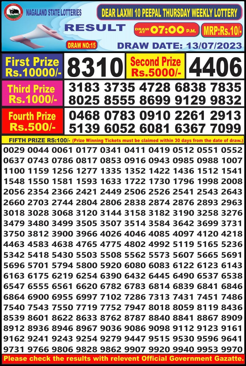 Lottery Result Today July 13, 2023