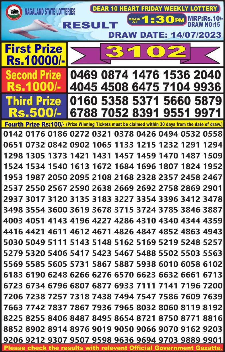 Lottery Result Today July 14, 2023