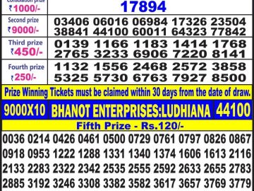 Lottery Result Today July 20, 2023