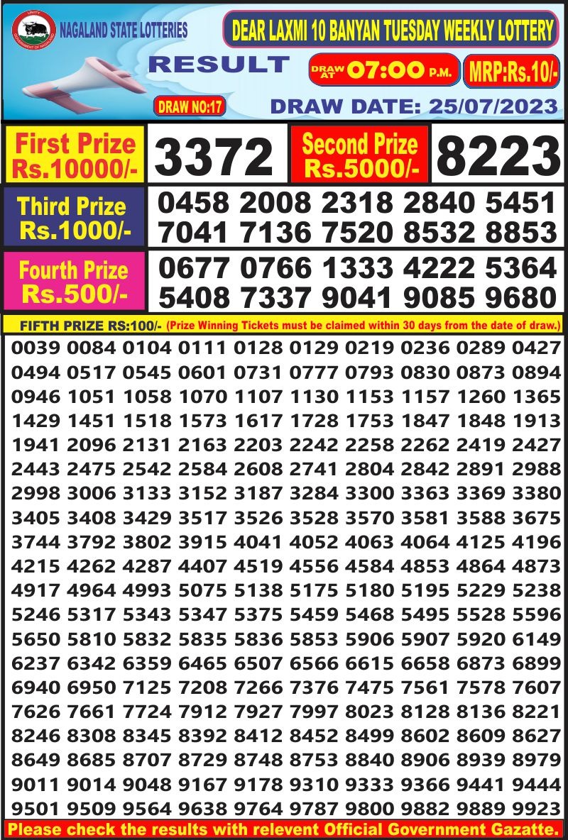 Lottery Result Today July 25, 2023