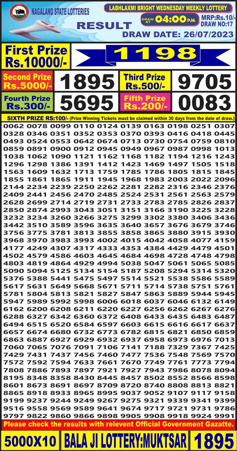 Lottery Result Today July 26, 2023