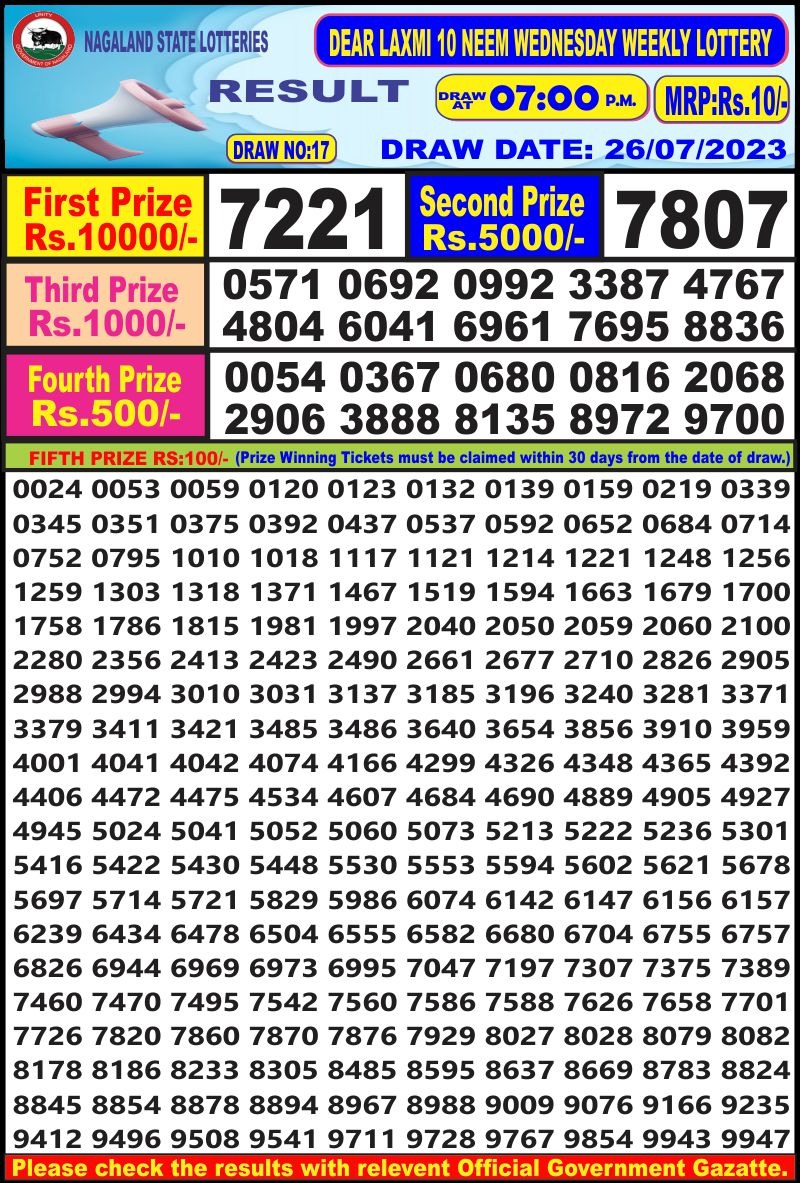 Lottery Result Today July 26, 2023