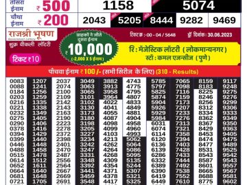 Lottery Result Today July 3, 2023