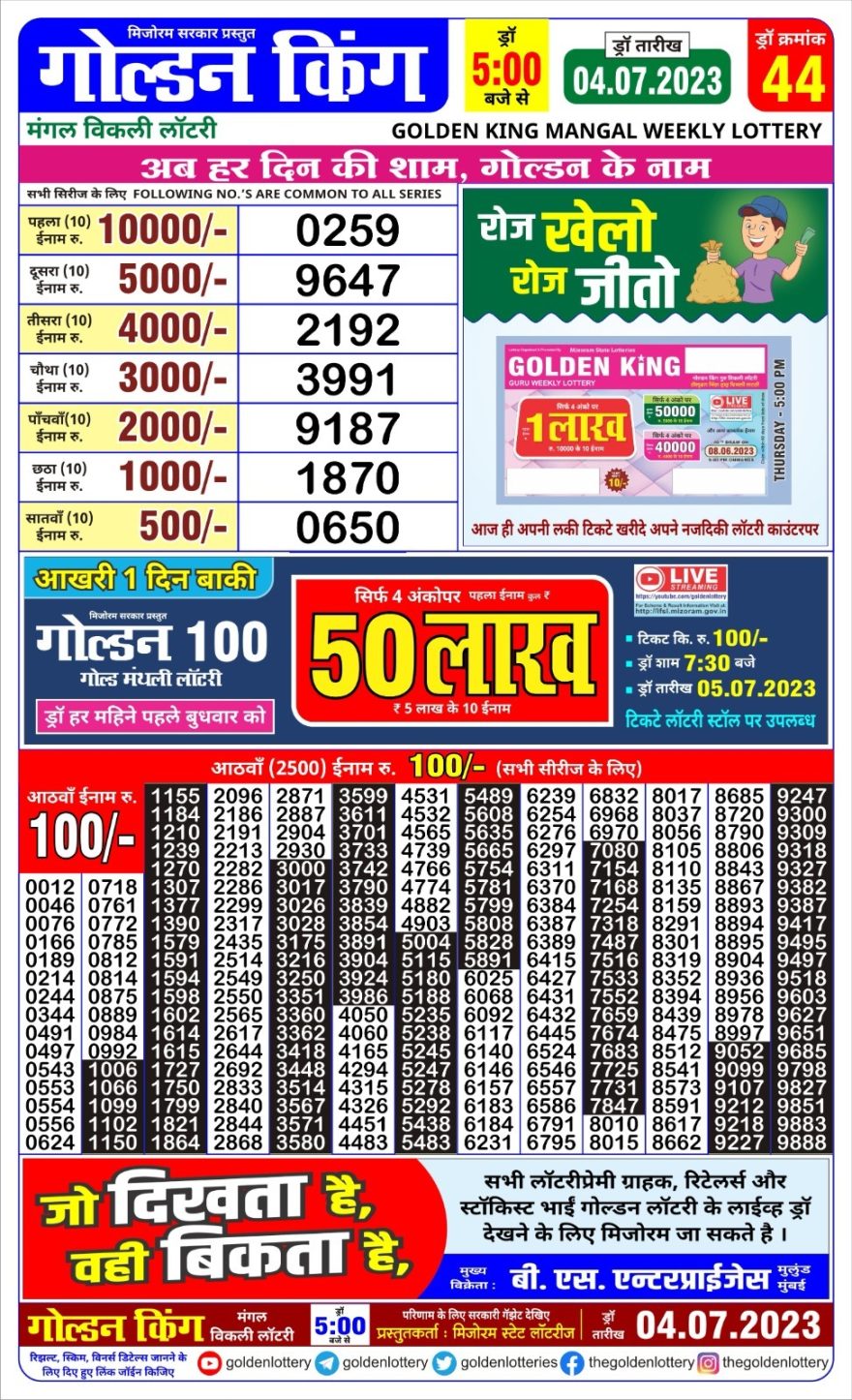 Lottery Result Today July 4, 2023