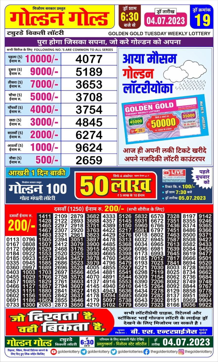 Lottery Result Today July 4, 2023