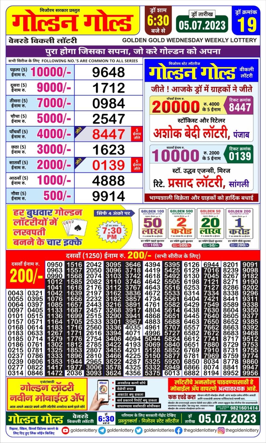 Lottery Result Today July 5, 2023