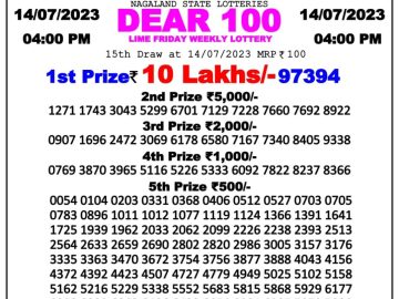 Lottery Result Today July 14, 2023