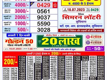 Lottery Result Today July 18, 2023