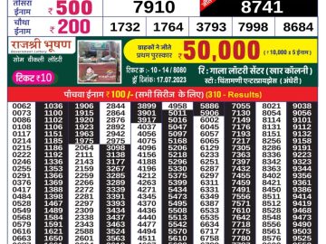 Lottery Result Today July 20, 2023