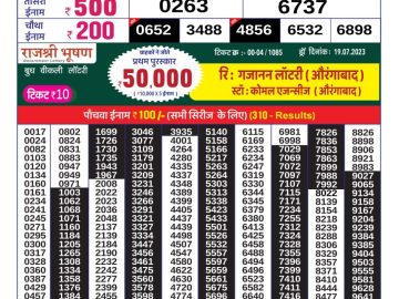 Lottery Result Today July 23, 2023