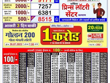 Lottery Result Today July 23, 2023