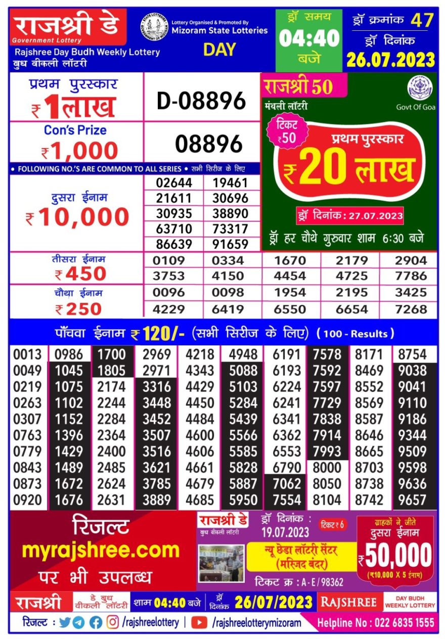 Lottery Result Today July 26, 2023