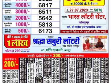 Lottery Result Today July 27, 2023