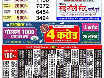 Lottery Result Today July 29, 2023