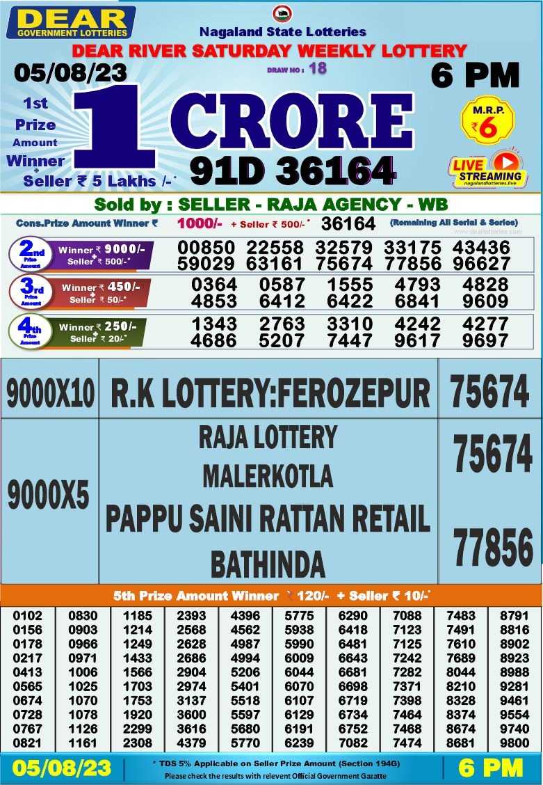 Lottery Result Today August 5, 2023