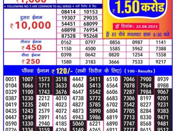 Lottery Result Today August 18, 2023