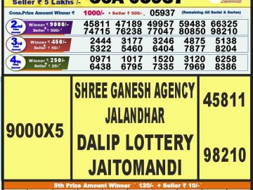 Lottery Result Today September 9, 2023