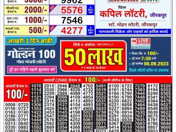 Lottery Result Today September 3, 2023