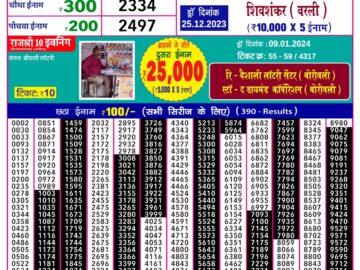 Lottery Result Today January 10, 2024