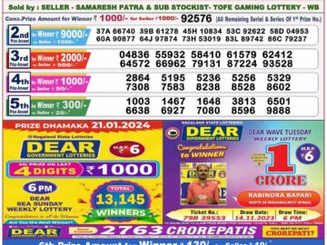 Lottery Result Today January 21, 2024