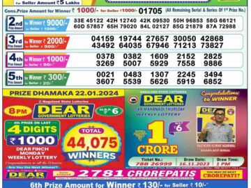 Lottery Result Today January 23, 2024