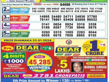 Lottery Result Today January 24, 2024