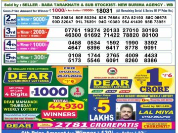 Lottery Result Today January 25, 2024