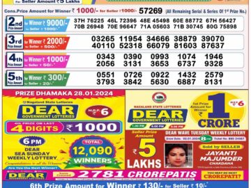 Lottery Result Today January 28, 2024