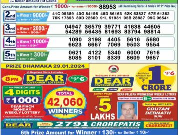 Lottery Result Today January 30, 2024