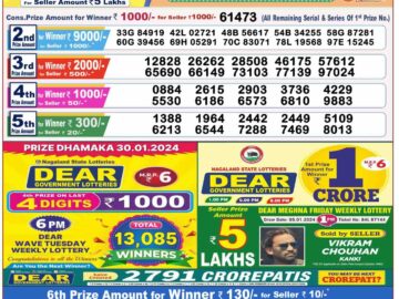 Lottery Result Today January 30, 2024