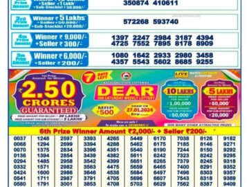 Lottery Result Today January 20, 2024